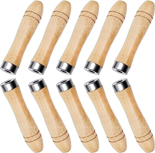 Mango de lima de madera de 10 piezas, mango de lima de seguridad para mango, herramienta de corte de lima de repuesto, artesanía, 11 cm de longitud (orificio de 6 mm)
