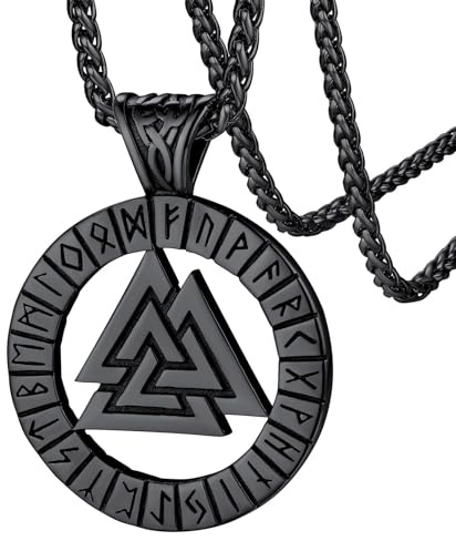 FaithHeart Herrhalsband, halsband, viking, nordisk, anpassningsbar, perforerad, valknut, keltisk knut, kompass, Tors hammare, båtankare, silver/svart/guld, punk, hiphop, present, Rostfritt stål