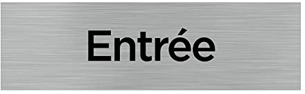 Signalétique.biz France - Plaque de porte ENTREE (Q0078) - 170 X 50 mm - Plaque aluminium brossé de 2mm