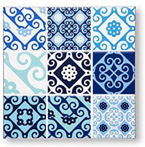 Excelsa Maiolica Blue Sottopentola, Ceramica dolomite e sughero, Cm. 16 x 16