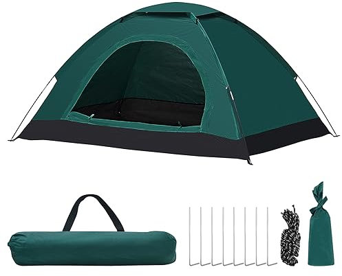 TUKAILAI Tente de camping instantanée pour 3 personnes, imperméable, coupe-vent, tente pop-up, tente de rangement, tente d'extérieur mobile pour camping et plage, avec sac de transport, 200 x 150 x