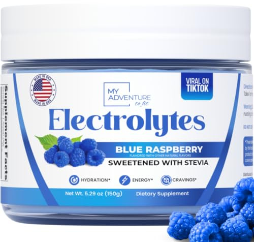 Zero Sugar - Blue Raspberry Electrolytes Powder - Refreshing Hydration - Caffeine Free Energy - All Natural Ingredients - Vegan, Keto and Paleo - Sugar Free Electrolyte Powder Drink Mix - 37 Servings