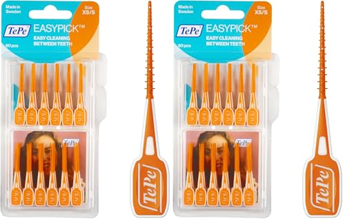 TePe EasyPick Dental Stick XS/S / 1 x 60 Stück/Für eine einfache, tägliche Anwendung zwischendurch und unterwegs (Packung mit 2)