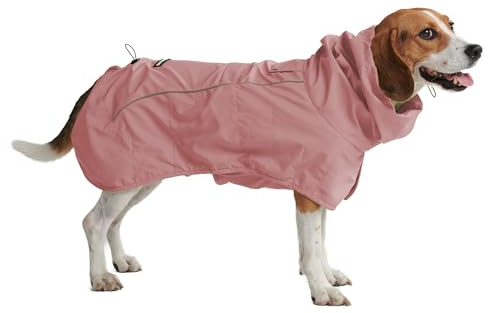 Spark Paws Dog Raincoat, Waterproof Windproof Rain Jacket, for Small Medium Large Extra Large Dogs, Reflective Breathable Full-Body Coverage Dry Suit - Sea Pink, 3XL