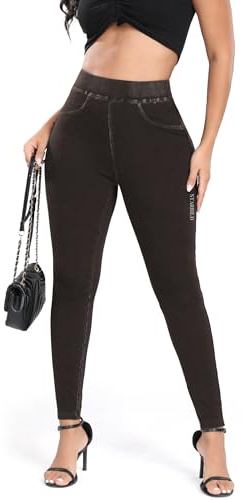 STARBILD Skinny Fit Jeans Elasticizzati per Donna, Push Up Pantaloni Vita Alta Leggings Aderenti, Scrunch Butt - Grigio S