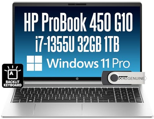 HP ProBook 450 G10 15.6 Notebook - Full HD - 1920 x 1080 - Intel Core i7 13th Gen i7-1355U Deca-core (10 Core) 1.70 GHz - 32 GB Total RAM - 1 TB SSD - Silver - Plus USB Drive
