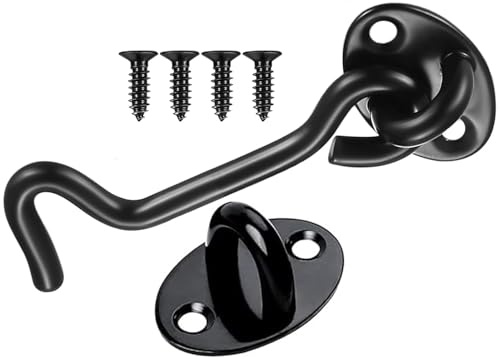 ZiYuya gancio e chiavistello a occhiello, gancio porta in acciaio inox, gancio per cancello della cabina, gancio blocca gancio finestra chiusura con gancio e occhiello resistente gancio 4 Inch