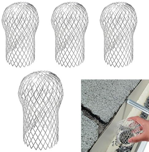 4 PCS Gutter Guard, Gutter Downspout Guard, Keeps Gutter Downpipes Expandable Filter Strainer Leaf Strainer Gutter Screen from Leaves Moss Muck Mud Balls and Other Debris