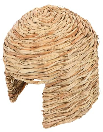 Parliky Extra Large Woven Hay Bed for Small Animals Natural Edible Grass House Hideout for Guinea Pigs and Chinchillas Portable Pet Shelter