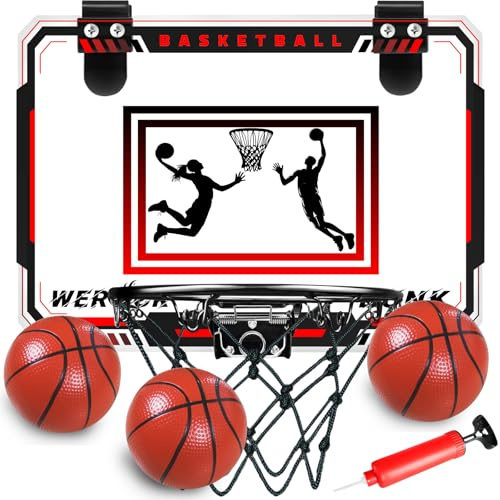 Panier de Basket Intérieur pour Enfants, Set de Basket Miniature Murale avec 3 Balles - Jouet de Basket Cadeau pour Garçons et Filles de 3 à 12 Ans - Jeux Sportifs pour Intérieur/Extérieur/Bureau