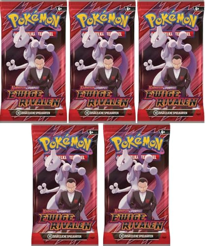 Pokemon Ewige Rivalen 5 Booster Pack – tyska Karmesin & Purpur samlarkort, NY & OVP och BB-Toy-Trades-Toploader