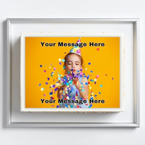 A4 Personalised Edible Cake Toppers | Multiple Shapes & Sizes | Custom Image & Message | Icing or Wafer Card | A4 Landscape