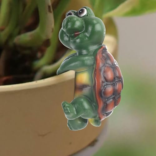 lasuroa Figura Tortuga para Maceta, Linda Estatua Colgante Resina Tortuga Trepadora Maceta Colgante Figuritas Divertidas para Decorar Hogar Jardín Patio o Césped