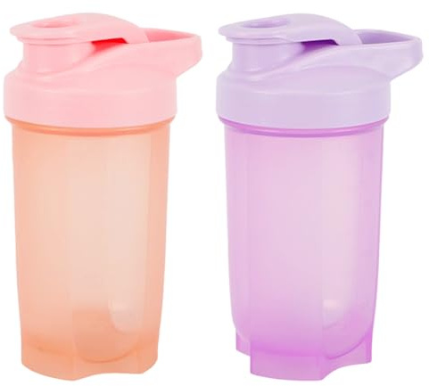 Moerstar 2 flaconi di shaker proteici, 500 ml, shaker proteici per allenamento, senza BPA, a prova di perdite, bottiglia d'acqua, flasch sportivo per sport, fitness (viola + rosa)