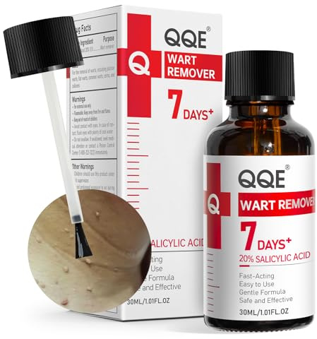 QQE 20% Salicylic Acid Wart Remover Liquid, Zero Pain Wart Remover for Plantar, Common, Flat Wart, Foot Corn for Multiple Parts of Body (Pack of 1)