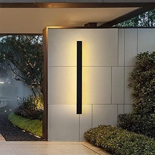 WQHPLMD Ljus Intern Vägglampa LED Aluminium Upp Ned Utomhus Utomhus Inomhus Lång Strip Svart Vägglampa Varm Vit, IP67 Vattentät Trädgårdsbelysning Uteplats Terrass Hall Veranda Väggspot