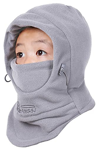 Azarxis Cagoule Enfant Cache Cou Bonnet Enfant Chapeau Ski Écharpe Hiver Balaclava Chaude Tour de Cou Cache Oreilles pour Garçon Fille Sport (FR/ES, Alpha/Lettres, Taille Unique, Gris Clair)