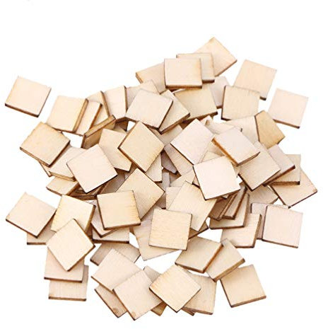 SUPVOX 300 pezzi quadrati in legno per fai da te e dipingere dischi naturale decorazione spargimento di Natale coriandoli matrimonio tavolo bambini artigianato 2,5 cm