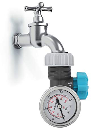 Einstellbares Wasserdruckregelventil G3 / 4 Zoll , 3 , 3 X 2 , 0 Zoll , mit Manometer , Gewächshaus Gartenbewässerungsregler , 140 Psi / 10 Bar Wasserdruck