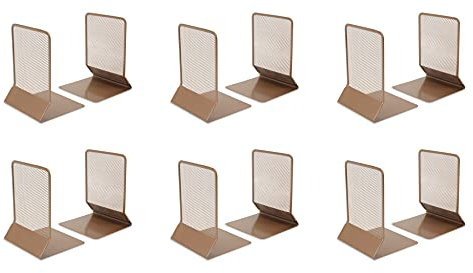 OSCO Rosegold Wiremesh Bookends | 6 Pack | 6 Pairs | 12 Bookends | Shelves & Bookcases | H17.5 x W12.5 x D13 cm |
