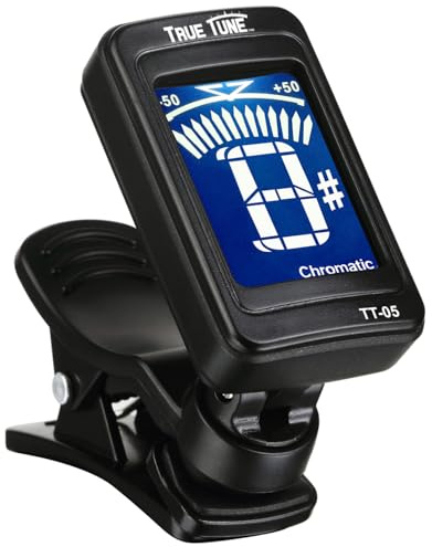 True Tune TT-05 LCD Clip-On Chromatic Instrument Tuner for Guitar, Bass, Ukulele, Banjo, Violin, Mandolin, Dulcimer, Cello, Viola, Bouzouki