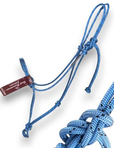 Double Diamond 6mm Nylon Reata Horse Halters | Built by Cowboys, Tested by Broncs | Buck Brannaman Series (Light Blue w/Black Tracer)