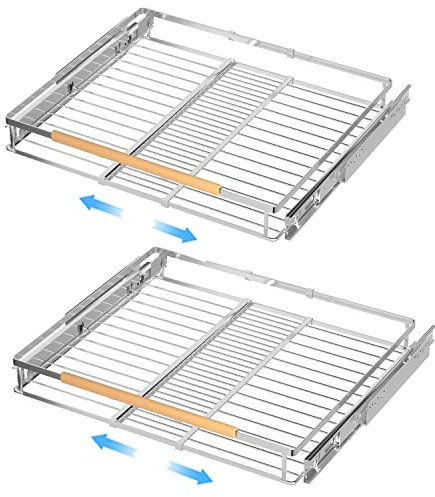 ARCCI Expandable Pull Out Cabinet Organizer 2 Pack, Heavy Duty Slide Out Pantry Storage Shelves, Sliding Drawer Organizer Rack for Kitchen Cabinets, Under Sink, Home, 41.4~66.8 x 43.9 cm