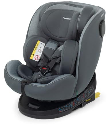 Foppapedretti Seggiolino Auto Circle I-Size, Seduta Girevole a 360°, per bambini da 40 a 150 cm di altezza, 0-12 anni, conforme ECE R129, Fissaggio Isofix e TopTether, Safe Body Protection, Silver