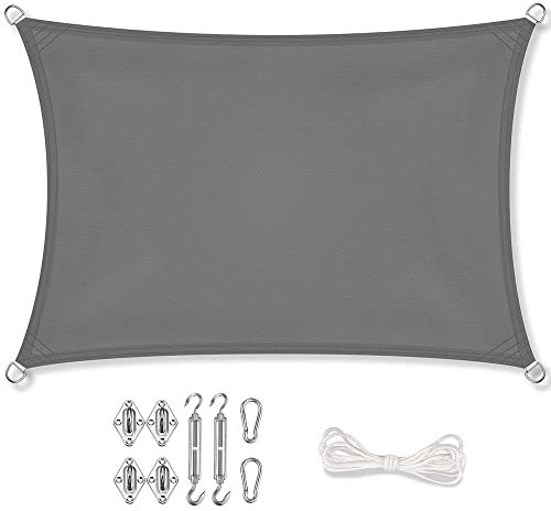 stonehill Sonnensegel Rechteck 2 x 4 m + GRATIS (!) Befestigungsmaterial | Farbe anthrazit | für Garten, Balkon & Terrasse | Sonnenschutz | Wetterschutz | wasserabweisend | PES | Polyester (Anthrazit)