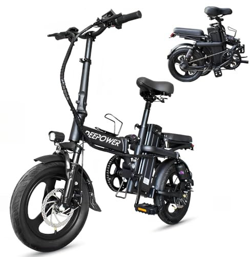 DEEPOWER Klappbares Elektrofahrrad, Elektrofahrräder, 48V 10Ah herausnehmbarer Akku, 250W Motor, Doppelscheibenbremsen, Ebike für Erwachsene (10Ah)