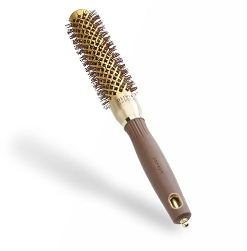 Olivia Garden Expert Blowout Speed – Guld & Brun - 25 - Keramisk rundborste med extra lång kropp för 25% snabbare föningar