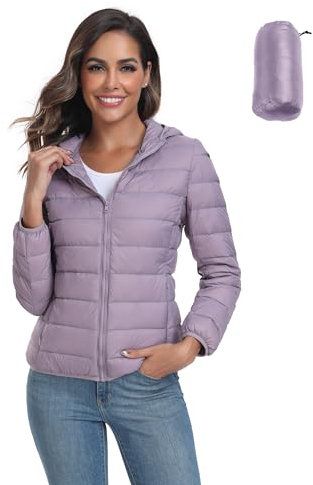 Valennia Women's Short Down Coat Packable Hooded Puffer Jacket Ultra Light