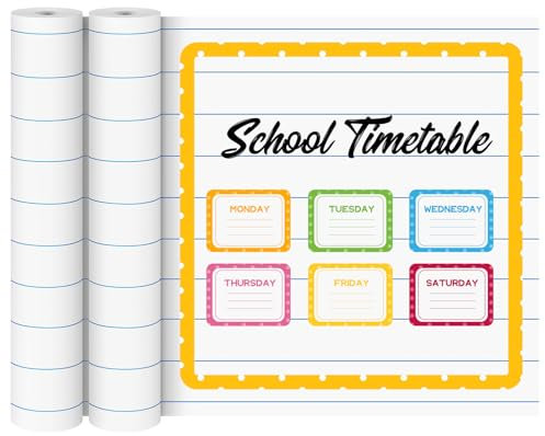 Jetec 2 rullar anslagstavla pappersrulle 19,7 cm x 120 m stor linjerad pappersrulle ritpapper för skolklassrum undervisningsmaterial barn studenter gåvor tillbaka till skolmaterial
