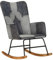 CIADAZ Schaukelstuhl Grau Echtleder und Canvas Schaukelsessel, Sessel Wohnzimmer, Stillsessel, Schwingsessel, Ohrensessel, Tv Sessel, Rocking Chair, Relaxsessel