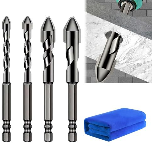 Guegine High-Strength Eccentric Twist Drill Bit Set, 6/8/10/12mm Drill Bits Sets, High Strength Oblique Head Eccentric Drill Bit, High Hardness Skewed Head Eccentric Drill Bits