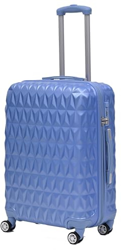 CMY Hard Shell Medium Suitcase Check-in Luggage – Lightweight 4-Wheel ABS 24 with Spinner Wheels – 3 Digit Combination Lock – Durable Travel Trolley Bag (Ice Blue)