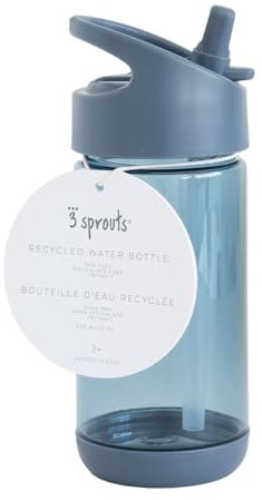3 Sprouts - Kinder Trinkflasche Auslaufsicher - Recyceltem Kunststoff – BPA-frei Wasserflasche für Schule & Kindergarten, Spülmaschinenfest, 350ml - Blau