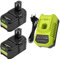 Batteria per Ryobi 18V 5.5Ah Exemoro batteria di ricambio e BCL14181H 9.6V-18V caricabatterie di ricambio per Ryobi RB18L50 RB18L40 RB18L30 RB18L25 RB18L20 RB18L15 P108 P189 P190 P191 P192 etc