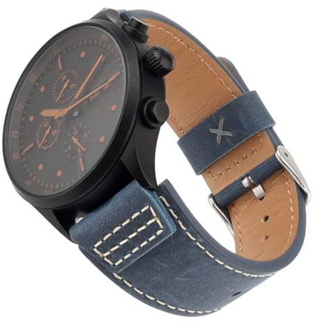 Armbandsur läderarmband, 20 mm 22 mm topp äkta läder klockarmband för män, 20mm, Läder