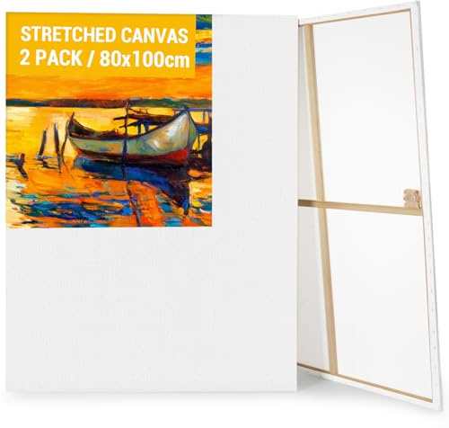 Koncci Set de 2 Lienzos para Pintar 80x100 cm, Lienzo de Algodón Sin ácidos