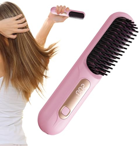 Mini Plancha Para El Pelo, Mini Plancha Para El Pelo Con 3 Temperaturas Y LED, Peine Estilizador De Viaje, para Estilizar y, para Mujeres y Niñas, para Hogar, Salón y Fiesta