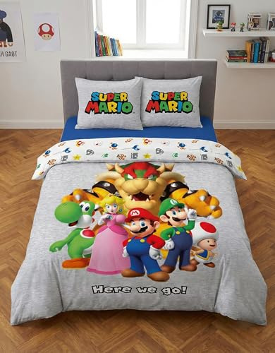 Super Mario Funda Nórdica Doble 240x220 + 2 Fundas 65x65 Reversible