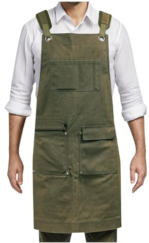 RUMAOZIA Tablier de travail du bois pour hommes, cadeaux pour les travailleurs du bois, avec 9 poches à outils, tablier de travail en toile cirée résistante, pour barman, durable, design bandoulière