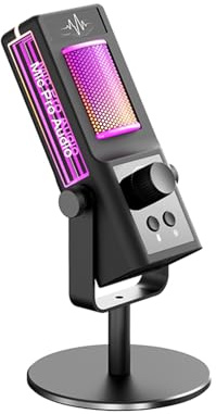 Garsent USB-mikrofon för PC-spel, RGB-kondensatormikrofon med Stativ, Bordspodcastmikrofon med Brusreducering för Livestreaming, Inspelning Av Spelkaraoke