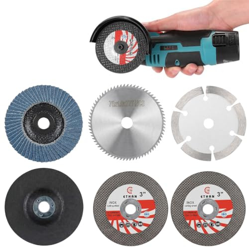 FIQLUL 6 Pezzi Dischi da Taglio 75mm per Mini Smerigliatrice Angolare, Foro 10mm, Set Lame per Metallo, Legno, Acciaio Inox, Pietra e Plastica, Spessore 1.2mm