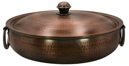 Questa pentola a Doppio Strato in Rame Puro di Spessore Elevato, Completa di Coperchio e recipiente per zuppa da 34 cm, è Perfetta per Cucinare ed è la Scelta Ideale per Feste e per la cucin