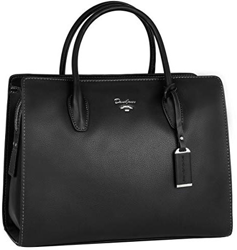 David Jones - Damen Große Handtasche Henkeltasche - Tote Shopper PU Leder - Schultertasche Viele Fächer Multi Pocket - Zip Umhängetasche - Frau Elegante City Tasche - Mode Arbeit Büro - Schwarz