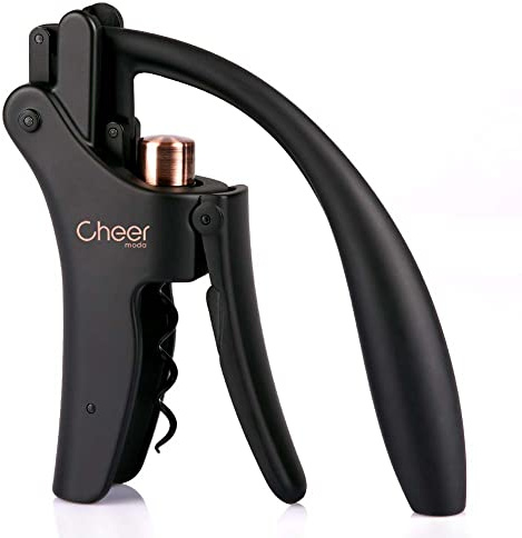 CHEER MODA Palancas de destornillador, sacacorchos vertical compacto profesional, elegante abridor de botellas de vino Shaduf, removedor manual de corcho de vino con cortador de papel de aluminio