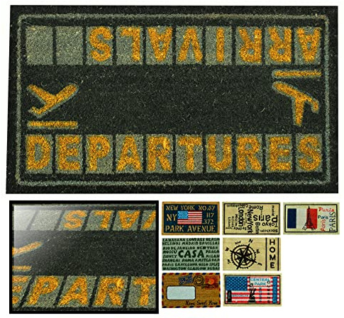 LucaHome - Felpudo de Coco Natural 70x40 Con Base Antideslizante, Divertido Terminal Aeropuerto, Absorbente Para Entrada Casa, Ideal Para Puerta Exterior o Pasillo