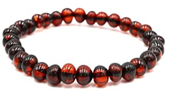 Bracciale in Ambra Baltica su Nastro Elastico - Tutte le Misure, Diversi Colori - Realizzato con Perle di Ambra Naturale e Autentiche Pietre Tonde
